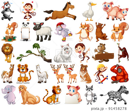 Set of animal cartoon character 91458278