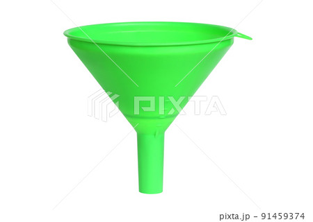 Green plastic funnel isolated on white background 91459374