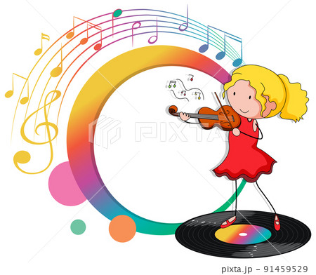 Violin musician cartoon with music melody symbols 91459529