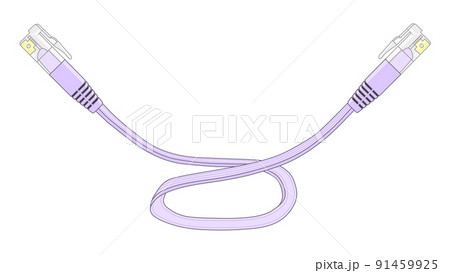 フラットタイプの薄紫色のLANケーブル 91459925