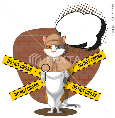Detective cat looking for clues in template 91459994