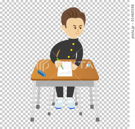 カンニングをする男子生徒のイラストイメージ カンニングをする男子生徒のイラストイメージ 91460598
