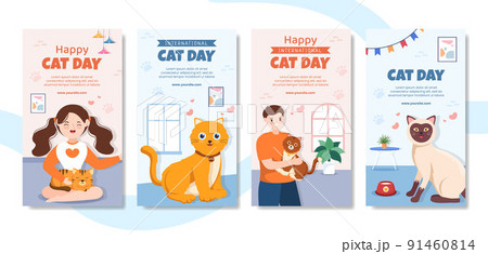 International Cat Day Social Media Stories Template Flat Cartoon Background Vector Illustration International Cat Day Social Media Stories Template Flat Cartoon Background Vector Illustration 91460814