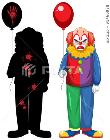 Set of scary clown on white background Set of scary clown on white background 91460928