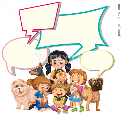 Happy children with speech bubbles Happy children with speech bubbles 91461006