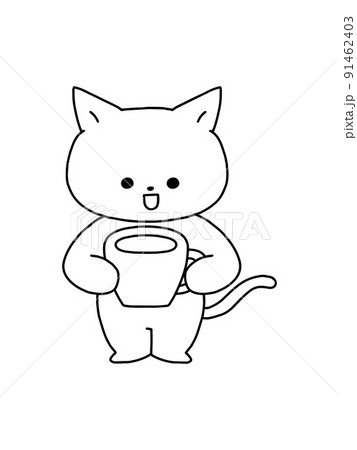 猫・お疲れさまです／線画 91462403