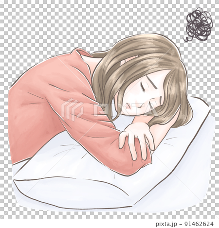 A woman who is prone and sleepy, watercolor style 91462624