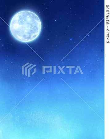 幻想的な月夜と星空 背景素材のイラスト素材