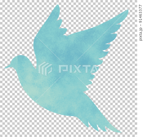 The silhouette of a fluttering bird, a pigeon 91463377