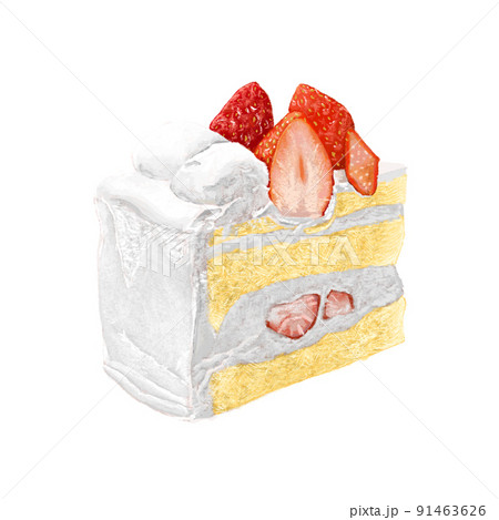 後ろから見たかわいい手書きのショートケーキイラスト 後ろから見たかわいい手書きのショートケーキイラスト 91463626