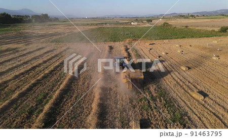 Agricultural equipment rural areas aerial view Agricultural equipment rural areas aerial view 91463795