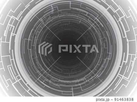 science and technology tunnel of cyberspace with particles. Futureistic geometric shape abstract background. HUD circle on grey screen. Infinity portal, gate and teleportation science and technology tunnel of cyberspace with particles. Futureistic geometric shape abstract background. HUD circle on grey screen. Infinity portal, gate and teleportation 91463838