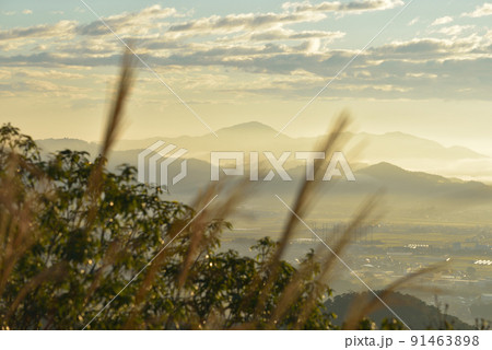 大小山山頂付近から東方面、雲海の向こう晃石山方面を見る 91463898