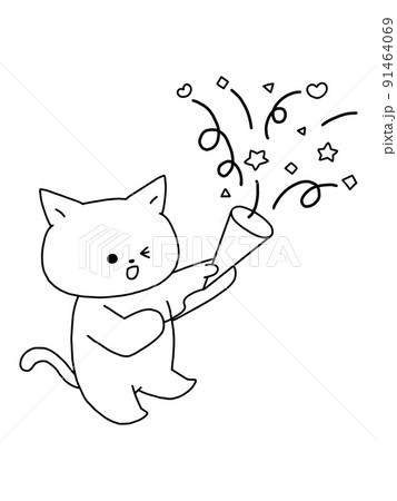猫・おめでとう～！／線画 91464069