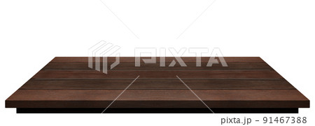 Empty wood top table on isolated white background, Included clipping path Empty wood top table on isolated white background, Included clipping path 91467388