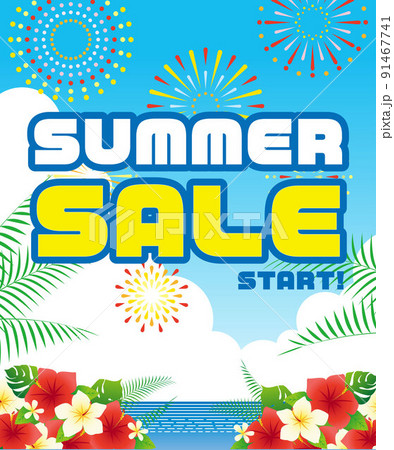 サマーセールの背景イラスト素材 夏 ベクター バーゲン 91467741