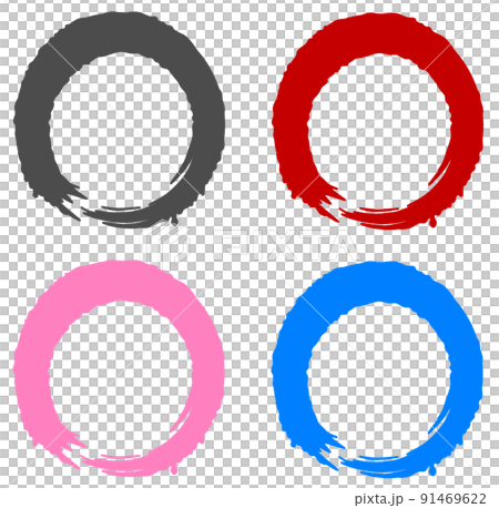 筆で書いたカラフルな輪のイラスト 91469622