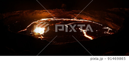 Erta Ale volcano crater, melting lava, Danakil depression, Ethiopia Erta Ale volcano crater, melting lava, Danakil depression, Ethiopia 91469865