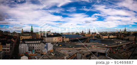 Panorama aerial view to Stokholm from Katarina viewpoint at Stok 91469887