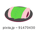 お皿にのった桜餅のイラスト(長明寺) 91470430