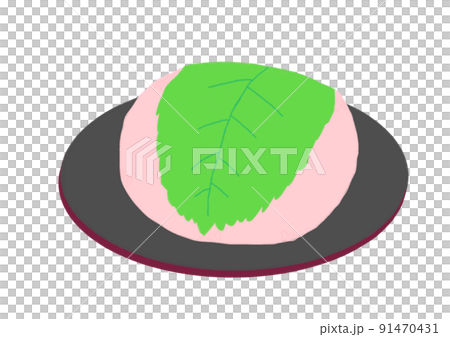 盤子上的櫻餅插圖（道明寺） 91470431