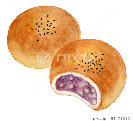 あんぱん　水彩イラスト 91471010