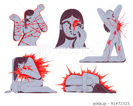 People suffer from mental pain wounding heartache. 91472325