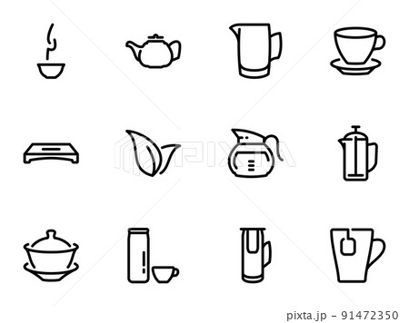 Set of black vector icons, isolated against white background. Illustration on a theme Tea Set of black vector icons, isolated against white background. Illustration on a theme Tea 91472350