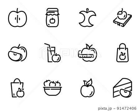 Set of black vector icons, isolated against white background. Illustration on a theme Apples 91472406