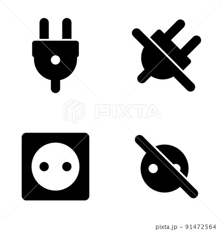 Set of black icons isolated on white background, on theme Power socket 91472564