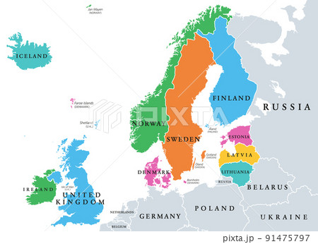 Northern Europe, subregion and geoscheme,...のイラスト素材