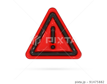 Caution sign 3d. Hazard warning sticker. Danger, attention and important exclamation mark in triangle. Realistic vector render design element. 91475882