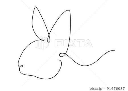 Easter bunny continuous one line drawing. Rabbit simple image. Minimalist vector illustration. 91476087