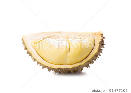 Piece of peel Durian fruit isolated on white Piece of peel Durian fruit isolated on white 91477105