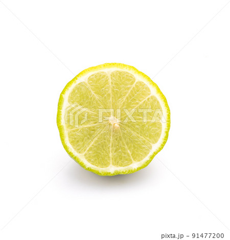 Slice of Thai bergamot isolated on white background. Food and healthcare concept Slice of Thai bergamot isolated on white background. Food and healthcare concept 91477200