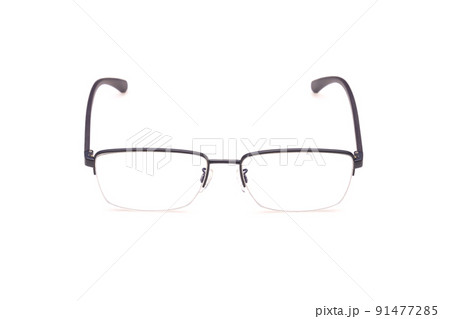 New black frame eyeglasses with clear lens isolated on white New black frame eyeglasses with clear lens isolated on white 91477285