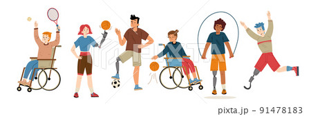 Sport athlete people with different disabilities 91478183