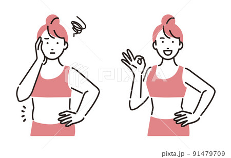 人物 ダイエット_女性の上半身 91479709
