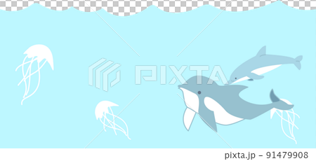 Cool dolphin and jellyfish background material. Cool dolphin and jellyfish background material. 91479908