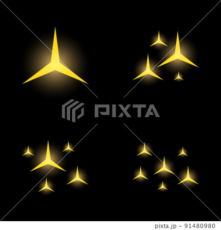 Set of stars sparkles, flat design 91480980