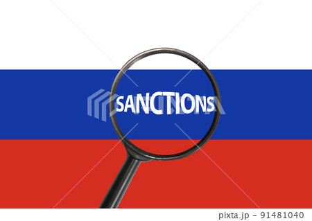 Sanctions against Russia with magnifier glass Sanctions against Russia with magnifier glass 91481040