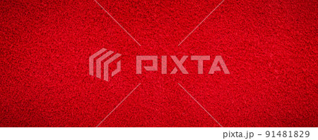 Red suede genuine leather background. Velvet red background close-up photo. 91481829