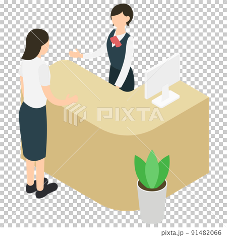 接待櫃檯和女性顧客 91482066
