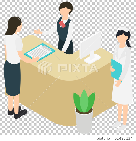 A woman submitting a questionnaire at the clinic A woman submitting a questionnaire at the clinic 91483134