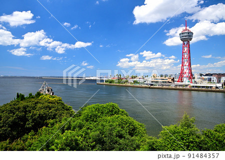 福岡市の風景 博多ポートタワー 福岡市の風景 博多ポートタワー 91484357