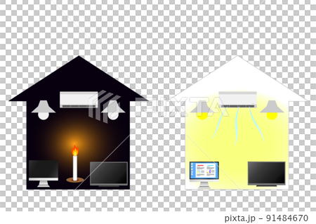 A comparative image of "unreasonable power saving" and "reasonable power saving". A comparative image of "unreasonable power saving" and "reasonable power saving". 91484670