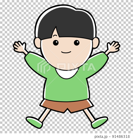 Illustration of a quiet boy who is willing to hurray Illustration of a quiet boy who is willing to hurray 91486318