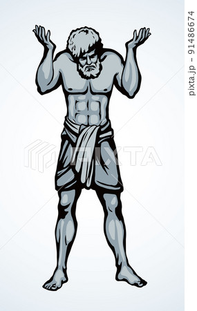 Atlas keeps the earth on their shoulders. Vector drawing silhouette Atlas keeps the earth on their shoulders. Vector drawing silhouette 91486674