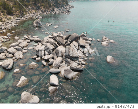 Crystal clear Lake Tahoe rocky shoreline Crystal clear Lake Tahoe rocky shoreline 91487473