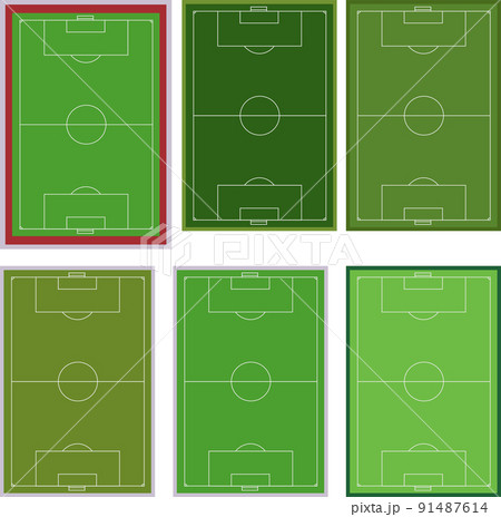 イラスト素材　芝生のグランドのサッカーコート　縦　ベクター 91487614